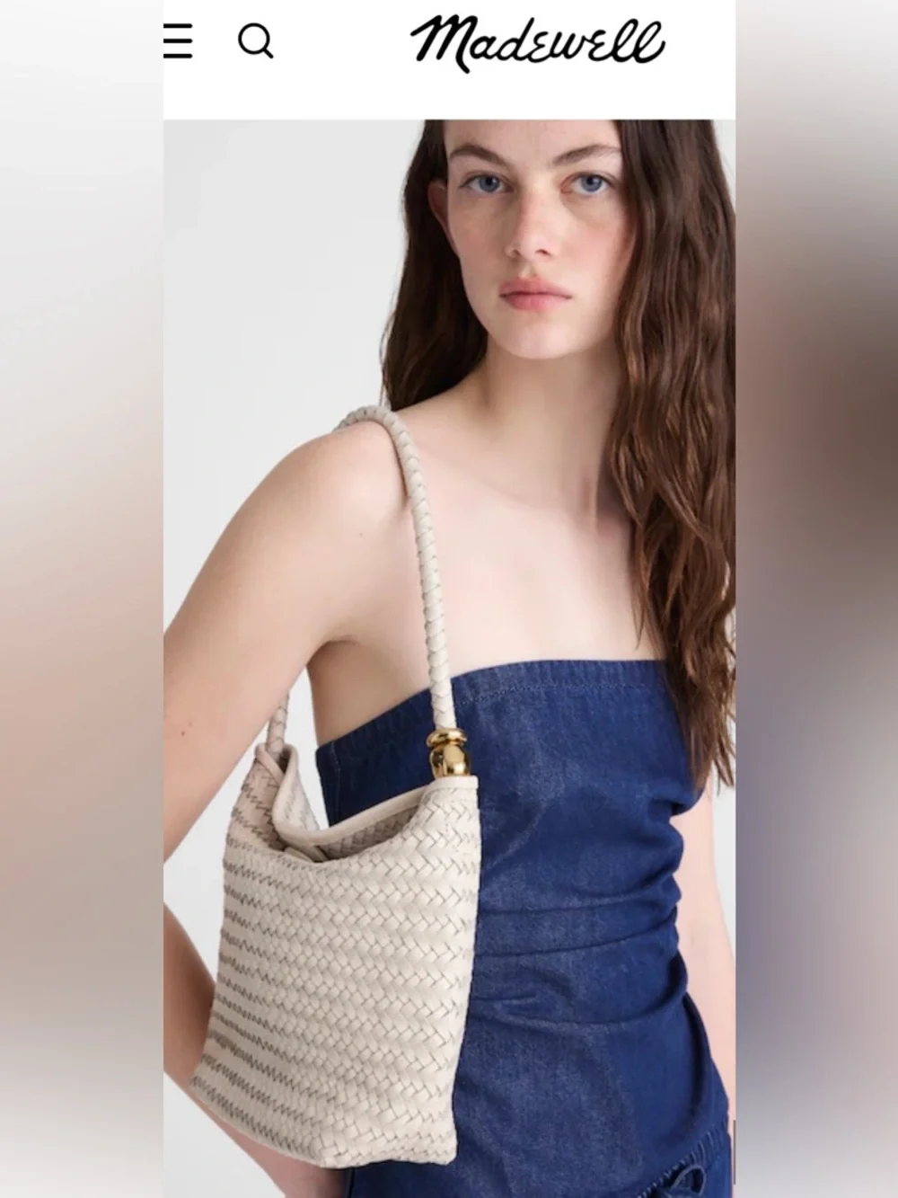 New Madewell Bestseller The Signature Woven Shoulder Bag in Vintage Muslin - Picture 3 of 6